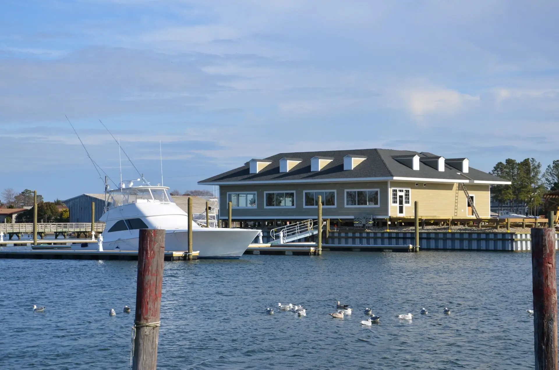 Boats and waterfront buildings in Poquoson, Virginia