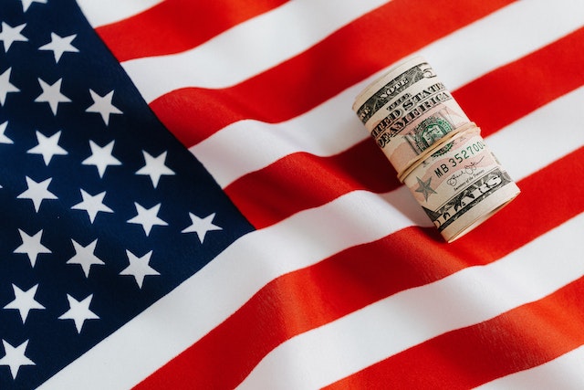 USA Flag with money roll
