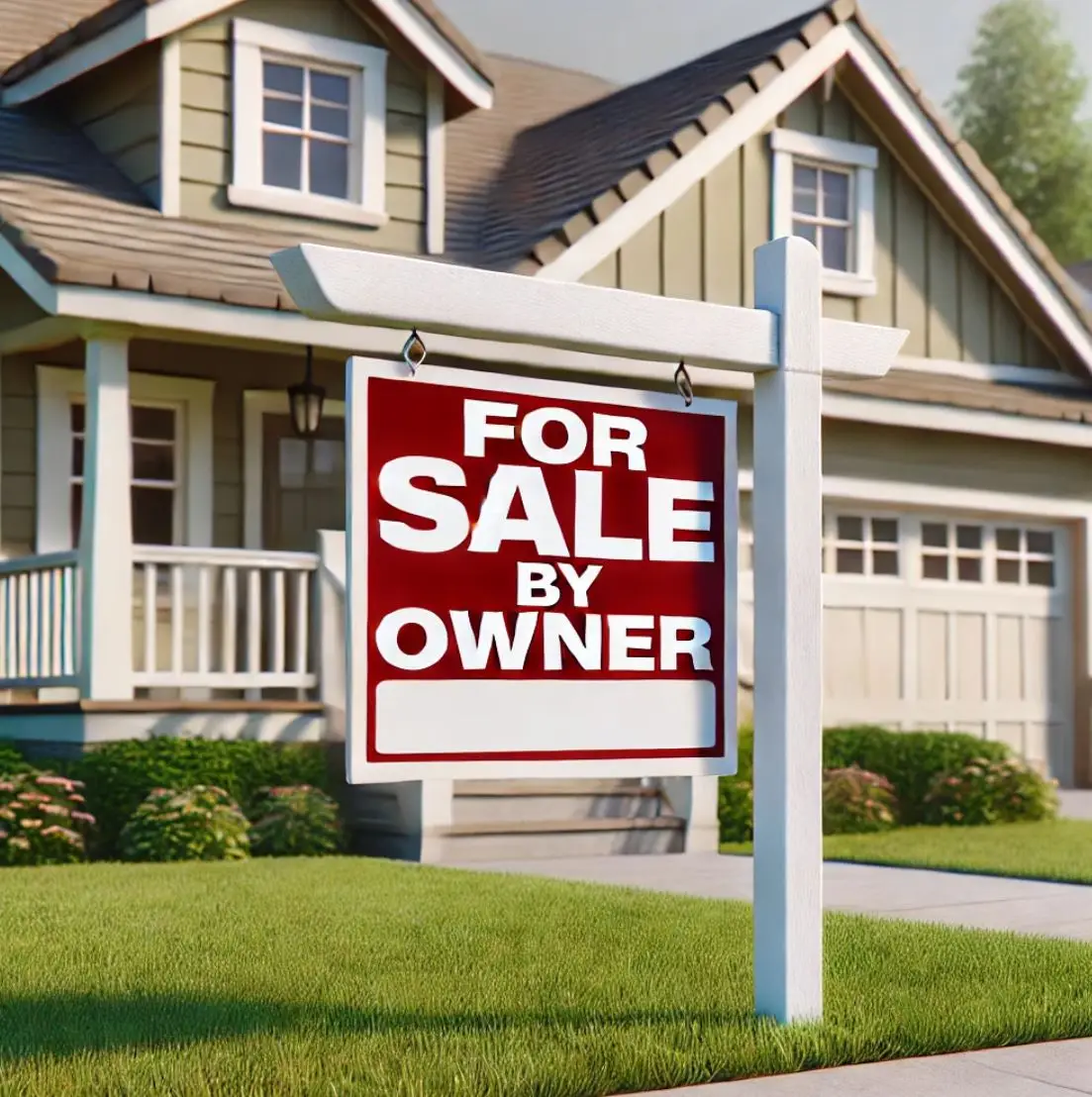 Illustration of a for-sale-by-owner sign outside a home