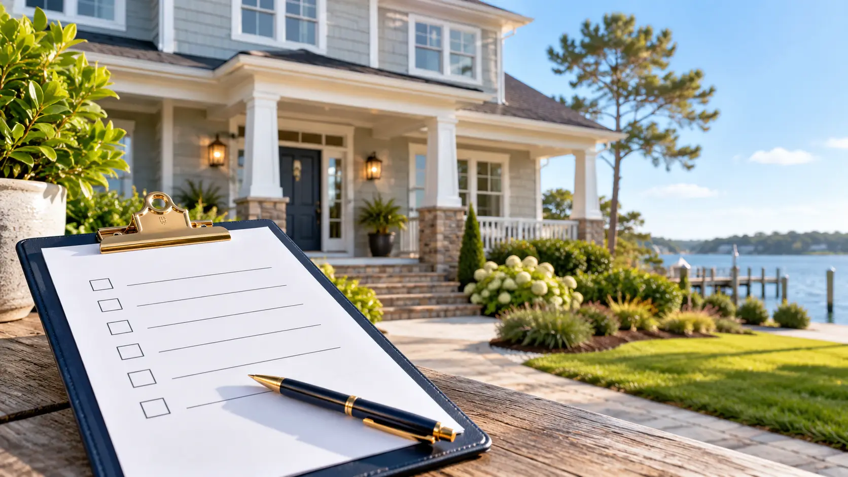 Appraisal checklist in front of a Virginia home