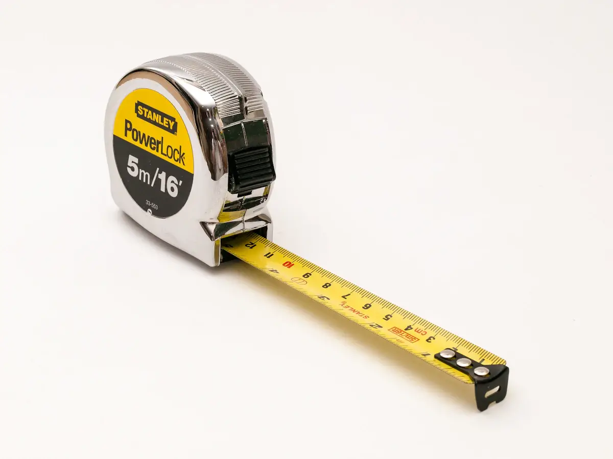 Tape measure used to record dimensions