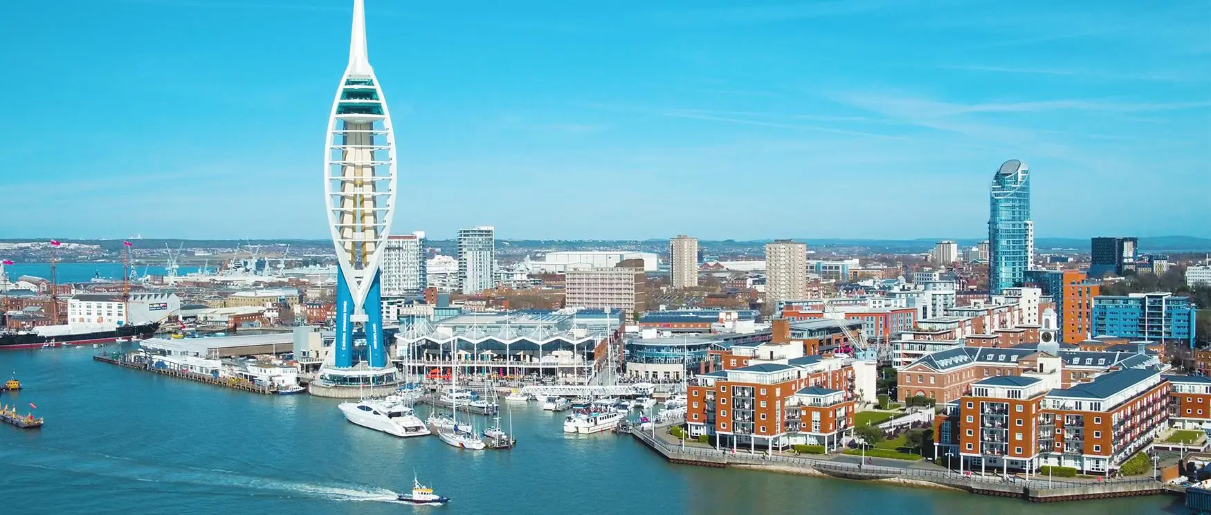 Aerial illustration of Portsmouth harborfront
